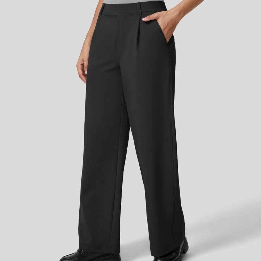 HALARA Flex Pleated Straight Leg Stretch Fit Black Work Pants Various NWOT - Picture 2 of 9